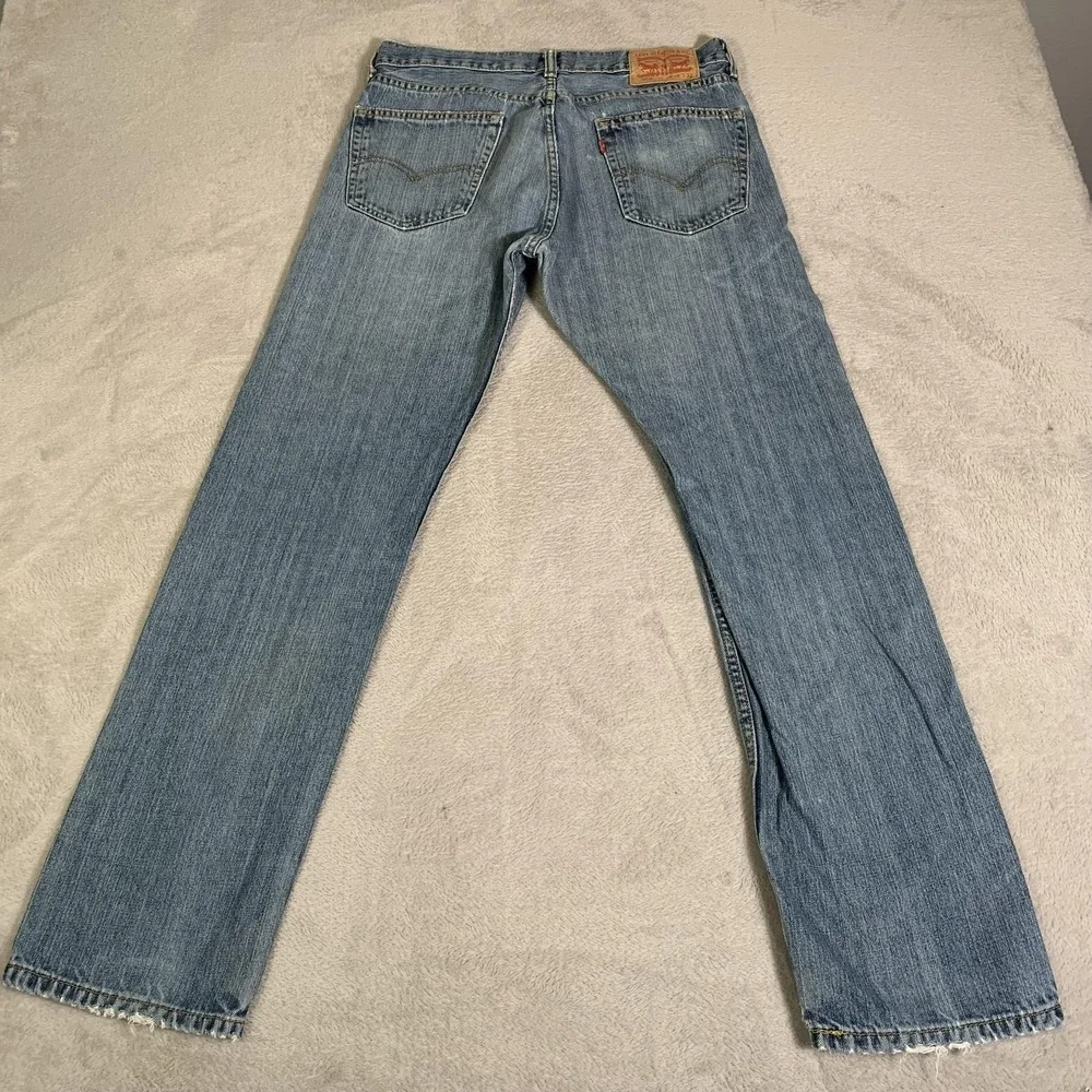 Vintage Levis 505 Jeans Mens 32x32 Blue Light Wash Regular Straight Distressed